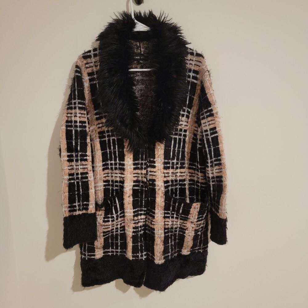 Y2K Black Rivet Womens Jacket Size Large L Penny Lane Plaid Pink Black Eyelash